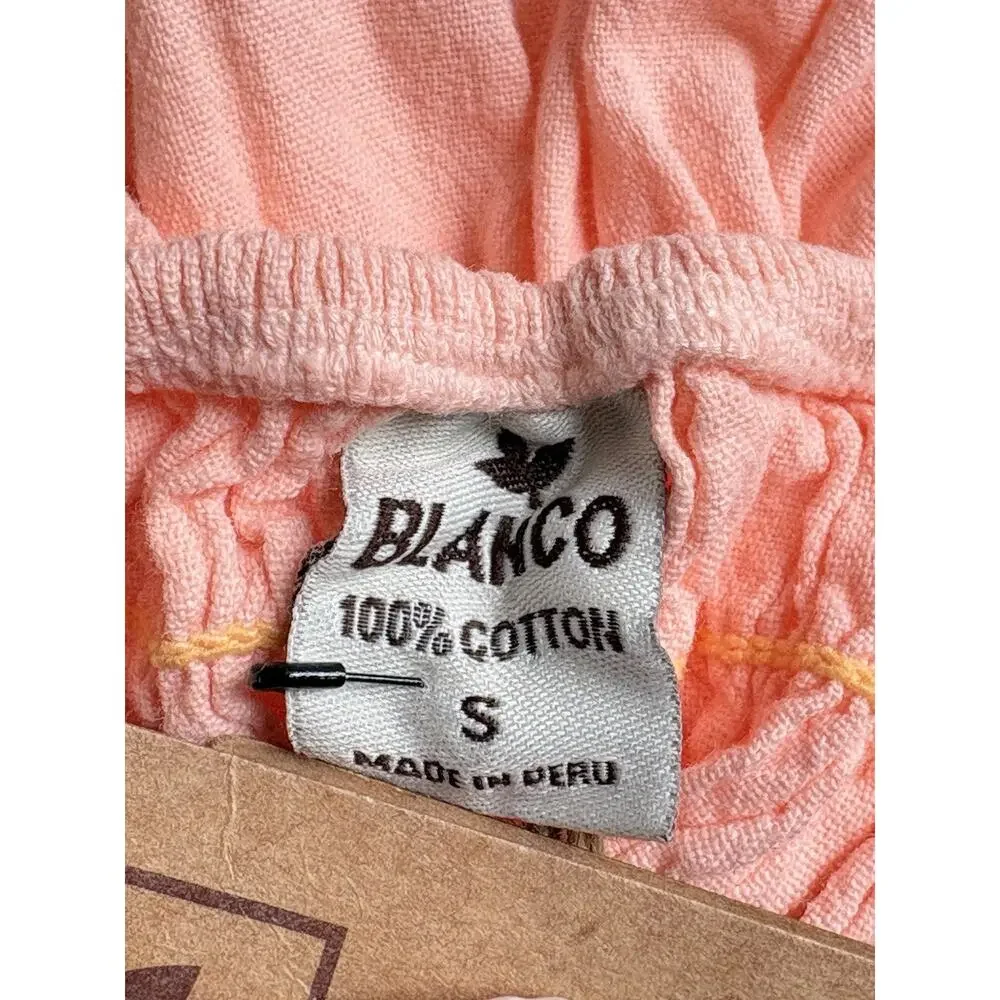 Blanco Coral Pink Crochet Lace Halter Mini Dress Size S Smocked Boho Cottagecore - Picture 3 of 12